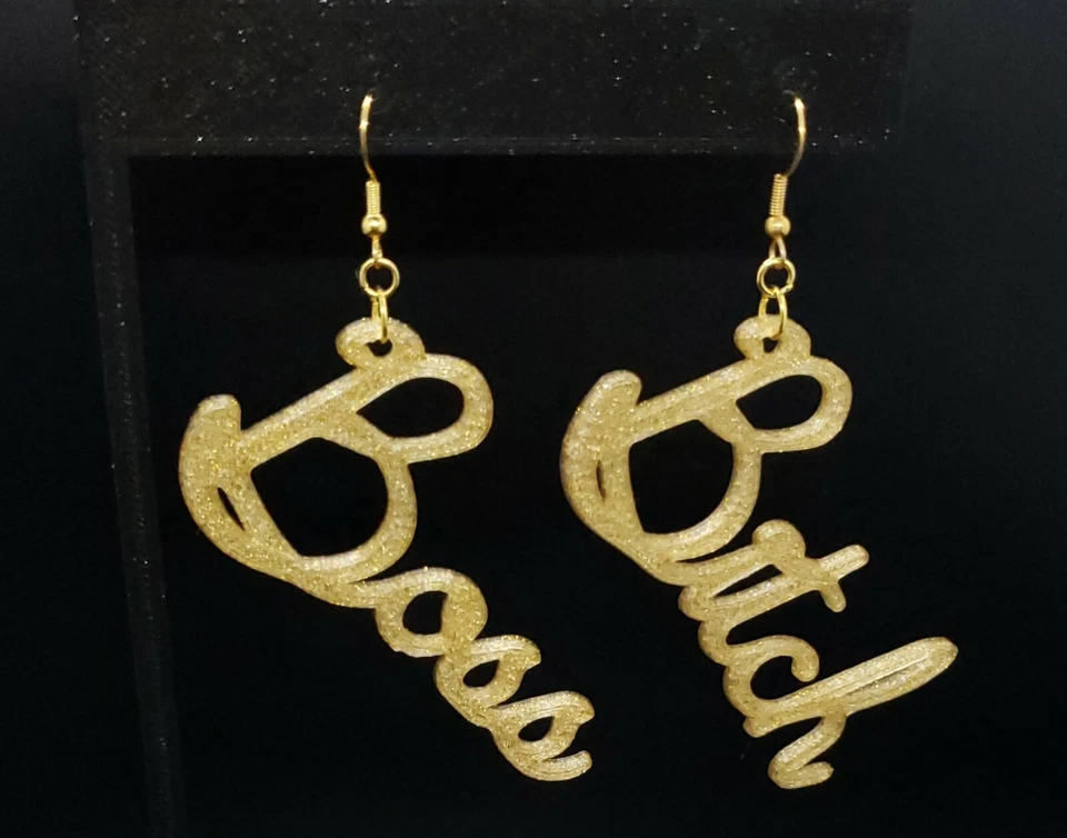 Boss Bitch Earrings, 3D Printed Jewelry - Image 1 of 4