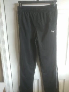 Youth XL Boys 18~20 Puma Athletic Pants Black with White Side Stripes Pockets - Picture 1 of 4