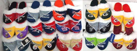 NFL Women's Cursive Colorblock Fur Slippers House Shoes Cover