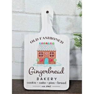 Gingerbread Candy Bakery Christmas Cutting Board Wooden Home Wall Hanging 12" - Picture 1 of 5
