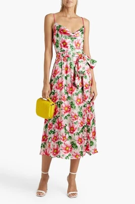 NWT Alice + Olivia “Samantha” Pink Floral Cowl Midi Dress Dress ~ Sz 0 - Image 1 of 4