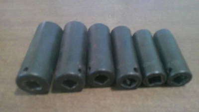 6pc Snap-On SIMF140-SIMF240 7/16"-3/4" 3/8" Drive 6 Point Impact Deep Socket Set - Image 1 of 4