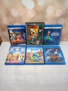 Disney Blu Ray Lot 8 Movies Aladdin Bambi Good Dinosaur Ice Age Monsters WallE - Foto 1 di 22