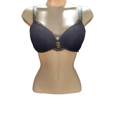 Bebe Sexy Underwire Gentle Lift Padded Black Lace Leopard Charm Bra 34B - Image 1 of 4