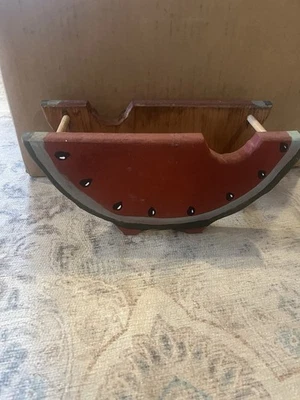 Canasta/plato de madera vintage pintado a mano soporte sandía verano picnic Foto 1 de 4