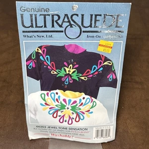 Vintage 1990er Ultrasuede Applikation Bügelset bunte Träne Bordüre Handwerk USA - Bild 1 von 8