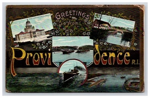 Postkarte: RI 1908 Grüße aus Providence, Rhode Island - verschickt - Bild 1 von 2