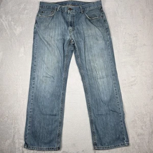Levis 560 Jeans Mens 36x30 Blue Loose Fit Denim Distressed Hem Medium Wash Pants - Picture 1 of 15