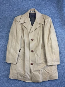 Vintage Pendleton Coat Mens Large Tan Wool Overcoat Car Coat Quilted Lined 90s - Picture 1 of 7