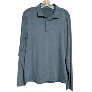 Lululemon Polo Shirt Mens Medium Long Sleeve Evolution Stretch Logo Collared EUC - Picture 1 of 9