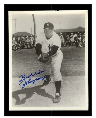 SIGNED JOHNNY MIZE "BEST WISHES" 8X10  PHOTO AUTOGRAPH NEW YORK YANKEES - Image 1 of 2