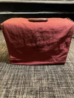 Vintage Rare Le Must De Cartier Doctor Bag Red Leather With Suede Cover - Photo 1/4