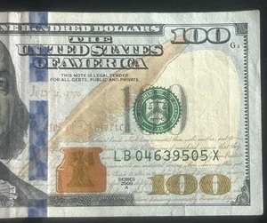 (“X” Run Note!) $100 Rare X Run Note LB04639505X Series 2009A - Picture 1 of 4