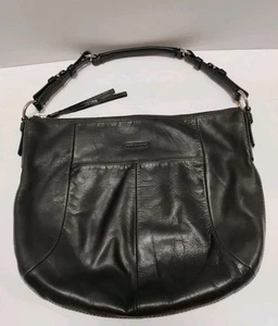 Coach Black Leather Handbag Large Satchel Style Classic Hobo Bag - Picture 1 of 6