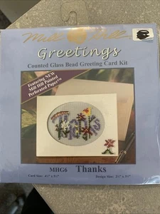 OOP Mill Hill Greetings Mhg6 Thanks Stitched & Beaded card kit - Picture 1 of 2