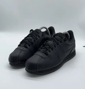 (2019) Nike Cortez Basic Leather OG Trainers - Triple Black - Size UK 9 - Picture 1 of 15