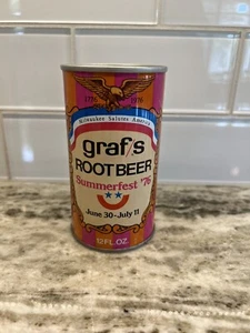 Vintage Grafs Root Beer Summerfest 1976 Pop Can Steel Tab Top 12 Oz - Picture 1 of 5