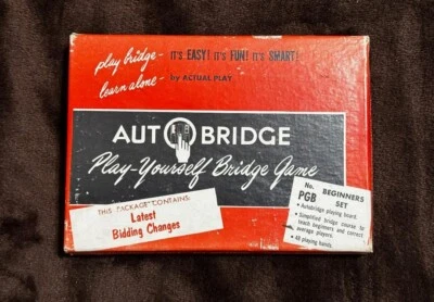 1959 VTG Auto Bridge Play Yourself Card Game 4 Handed Bridge For One Person Set - Image 1 of 4