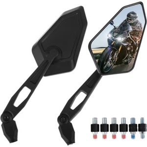 1 Pair Motorcycle Rear View Mirrors Universal Motorcycle Mirrors Adjustable - Picture 1 of 11