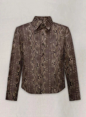 Brand New Men's Dark Brown Python Lambskin Leather Shirt Pure Sheepskin Shirt - Image 1 of 4