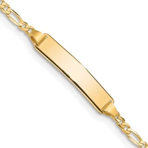 10k Yellow Gold Figaro Link ID Bracelet 1.84g L-7in Gift for Mother - Picture 1 of 3