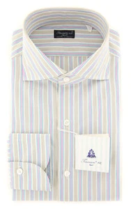 Finamore Napoli Turquoise Striped Shirt - Slim - (201803017) - Picture 1 of 4