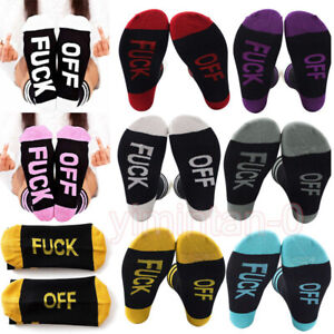 Women Men Fuck-off Printed Funny Socks Sport Gym Cotton Novelty Sock Unisex Gift