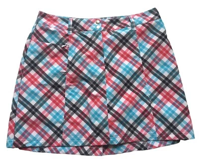 Falda corta de golf Slazenger para mujer roja blanca azul a cuadros talla 6 bolsillos Foto 1 de 4