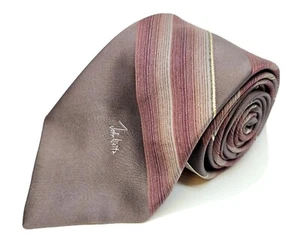 John Weitz Mens Necktie Vintage Polyester/Silk Striped Purple Gray Dry Cleaned - Picture 1 of 5