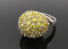 925 Sterling Silver - Yellow Cubic Zirconia Dome Cocktail Ring Sz 6 - RG10133