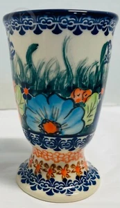 *Polish Pottery *Boleslawiec*Footed Tumbler Water Glass*Handmade*24255o S218 - Picture 1 of 6
