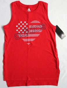 Adidas Girls Size L (14) Bright Red Patriotic Heart Tank Top Sleeveless Shirt - Picture 1 of 5