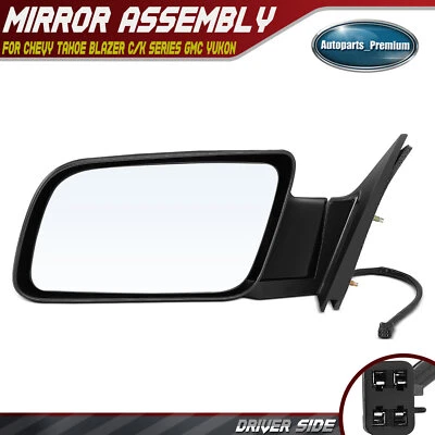 Espejo retrovisor eléctrico izquierdo negro conductor 4 pines para Chevy Tahoe Blazer serie C/K GMC Yukon Foto 1 de 4