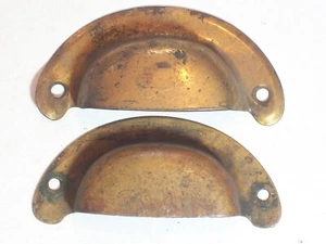 Hardware HANDLES CABINET DRAWER PULL SHELL COPPER BRASS VINTAGE ANTIQUE - Picture 1 of 4