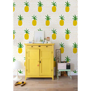 Ananas Tapete Gelbe Frucht Wanddekoration Wandkunst aus Vlies