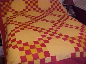 Antiker Cheddar gelb & rot Ketten 5-Patch Quilt - Bild 1 von 6