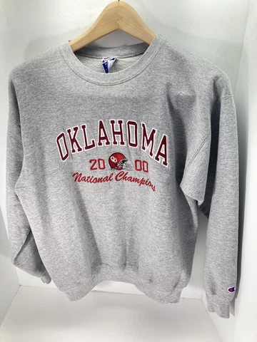 Vtg Oklahoma Sooners 2000 National Champions Sweatshirt Sz Medium Gray Champion Cover