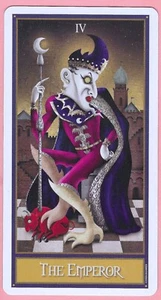 The Emperor - 4, carta de tarot de intercambio único, fronteras, luna desviada, 23/4" x 51/8" - casi nueva - Imagen 1 de 3