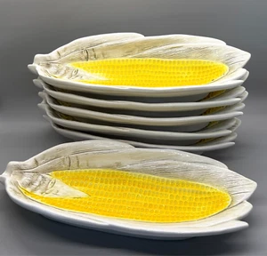 6 Vintage Zeta Bassano Italy Ceramic Corn on the Cob Holder Serving Dishes - Picture 1 of 4