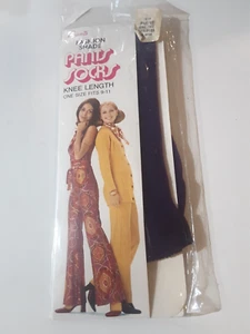 Knee Length Comfort Top Wide Band Foot 9-11 1970's stocking pantyhose Purple - Picture 1 of 5