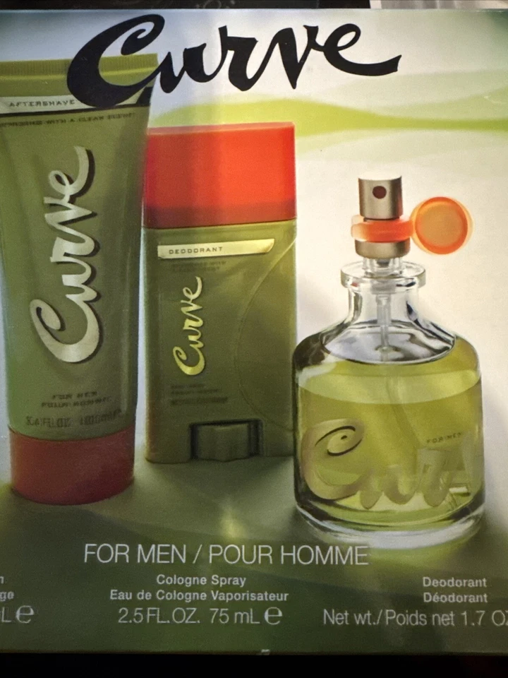 CURVE COLOGNE SPRAY 2.5 OZ & AFTERSHAVE BALM 3.4 OZ & DEODORANT STICK 1.7 OZ MEN