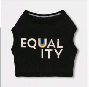 SMALL / MEDIUM Equality Pride Dog Cropped Tank Top - Black & Rainbow - Picture 1 of 6