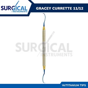 Dental Gracey Curettes 11/12 Blue Titanium Tips with Hollow Handle German Grade - Picture 1 of 4