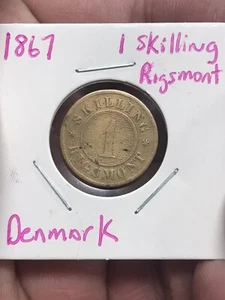 DENMARK 1 Skilling Rigsmont 1867(c) - Bronze - Christian IX - Picture 1 of 6