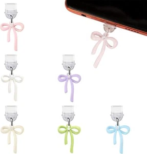6 Pcs Cute Butterfly Dust Plug Charms Bow for Kindle Type C Charging Port - Photo 1 sur 15