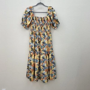 Vestido Abercrombie & Fitch Floral Manga Abullonada En Niveles Calado Mujeres Pequeño Alto NUEVO - Imagen 1 de 5