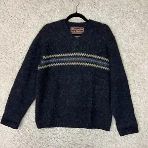 VTG Abercrombie & Fitch Wool Heavy Knit Pullover Sweater Mens Medium V Neck - Picture 1 of 7