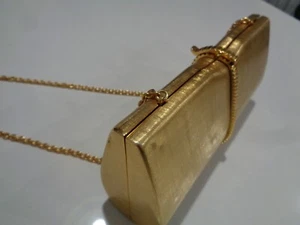Vintage Rodo Italy Gold Tone Metal Hard Case Minaudiere Clutch Purse - Picture 1 of 22