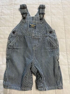 euc OshKosh B’Gosh Engineer Striped Denim Bib Overalls Size 3 Mo Comfy Halloween - Picture 1 of 4