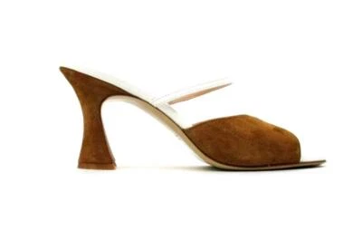 SANDALIAS DE TACÓN MEDIO MADISON MAISON BY GIAMPAOLO VIOZZI MARRÓN Y BLANCO TALLA 40-NUEVAS SIN CAJA Foto 1 de 4